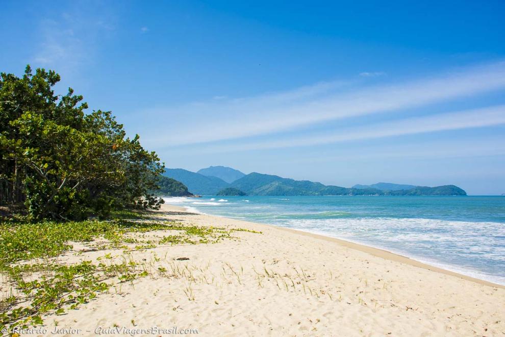 Imagem da deserta Praia do Puruba.